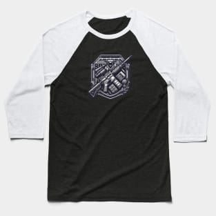 Tactical Assault Rifle: Military-Inspired Graphic Baseball T-Shirt